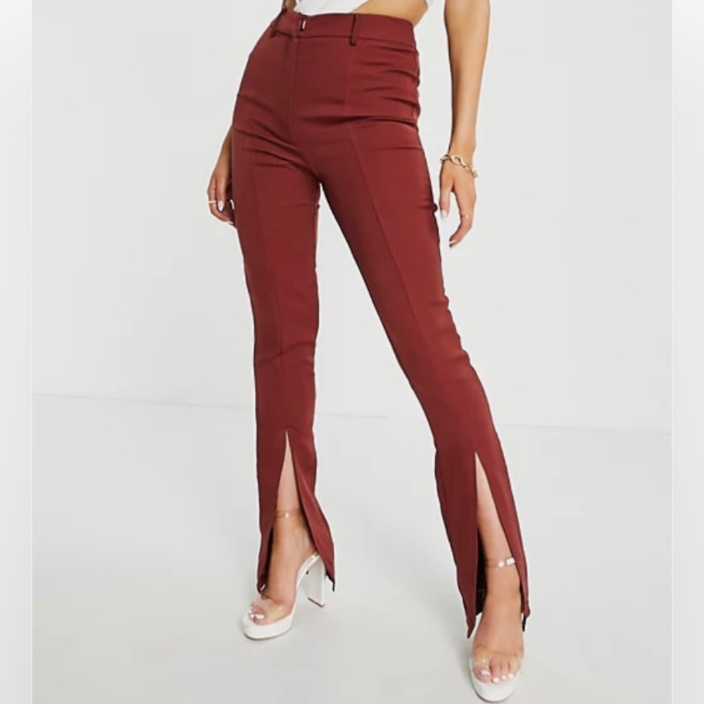 ASOS / Club L | Front Slit Pants in Brown